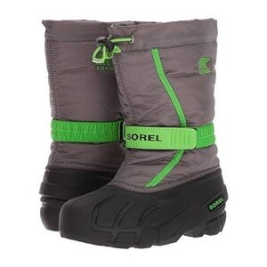 Sorel Grey and Lime Green Snow Boots with Adjustable Drawstring Top